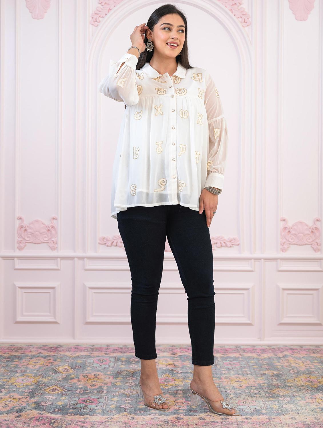 women typographic long sleeve shirt top - 22014712 - Standard Image - 3