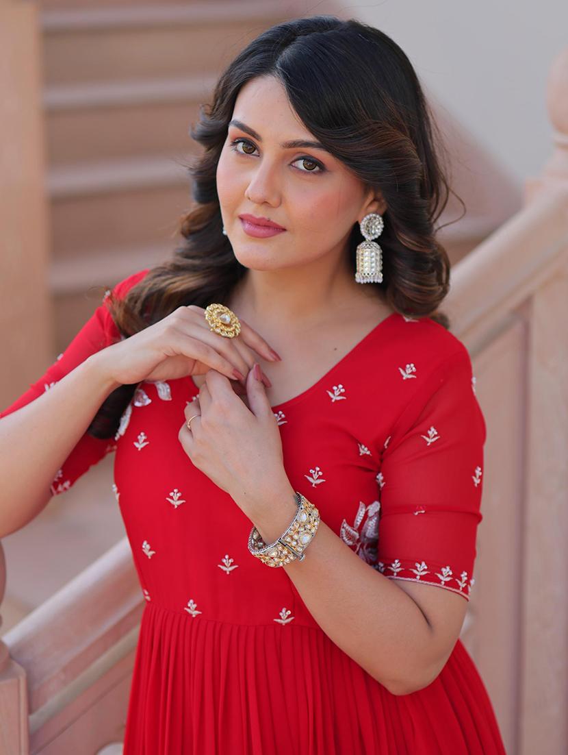women solid with work short sleeve tiered ethnic dress - 22014721 - Standard Image - 3