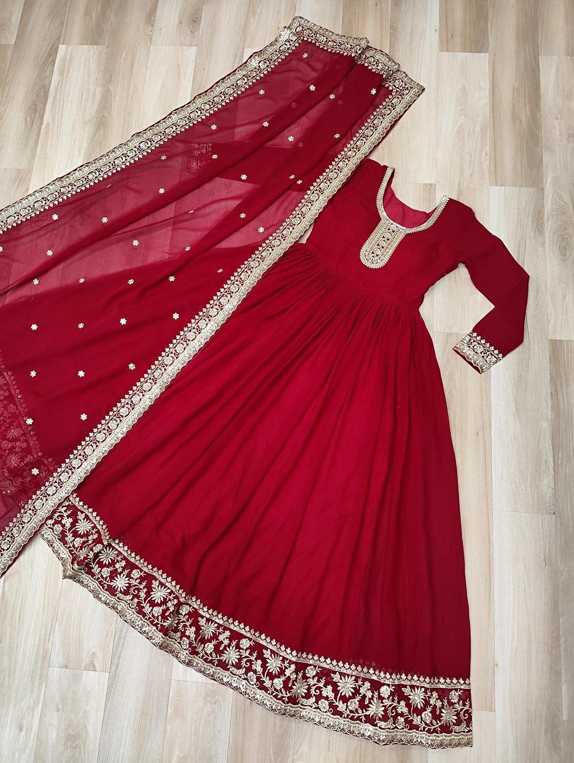 women embroidered long sleeve anarkali kurta dupatta set - 22014726 - Standard Image - 3