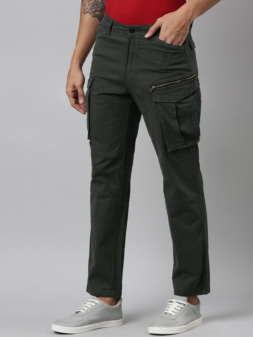 men solid mid rise straight fit cargo - 22014739 - Zoom Image - 0