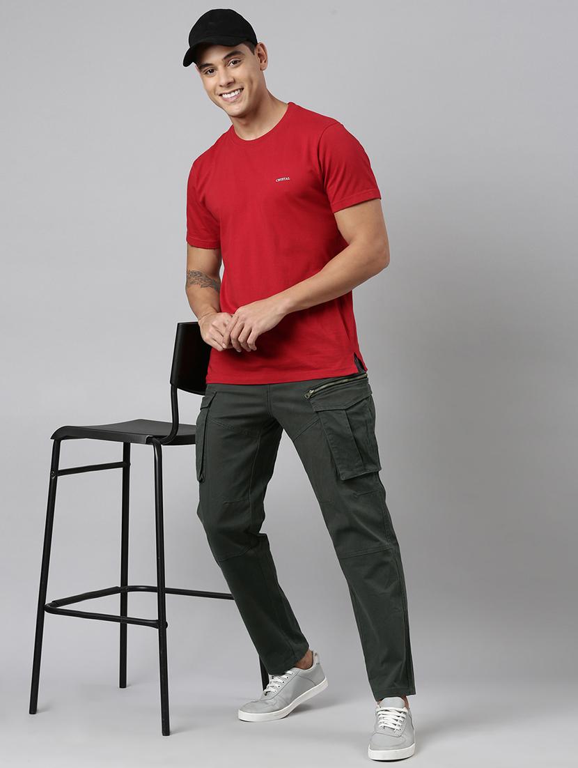 men solid mid rise straight fit cargo - 22014739 - Standard Image - 3