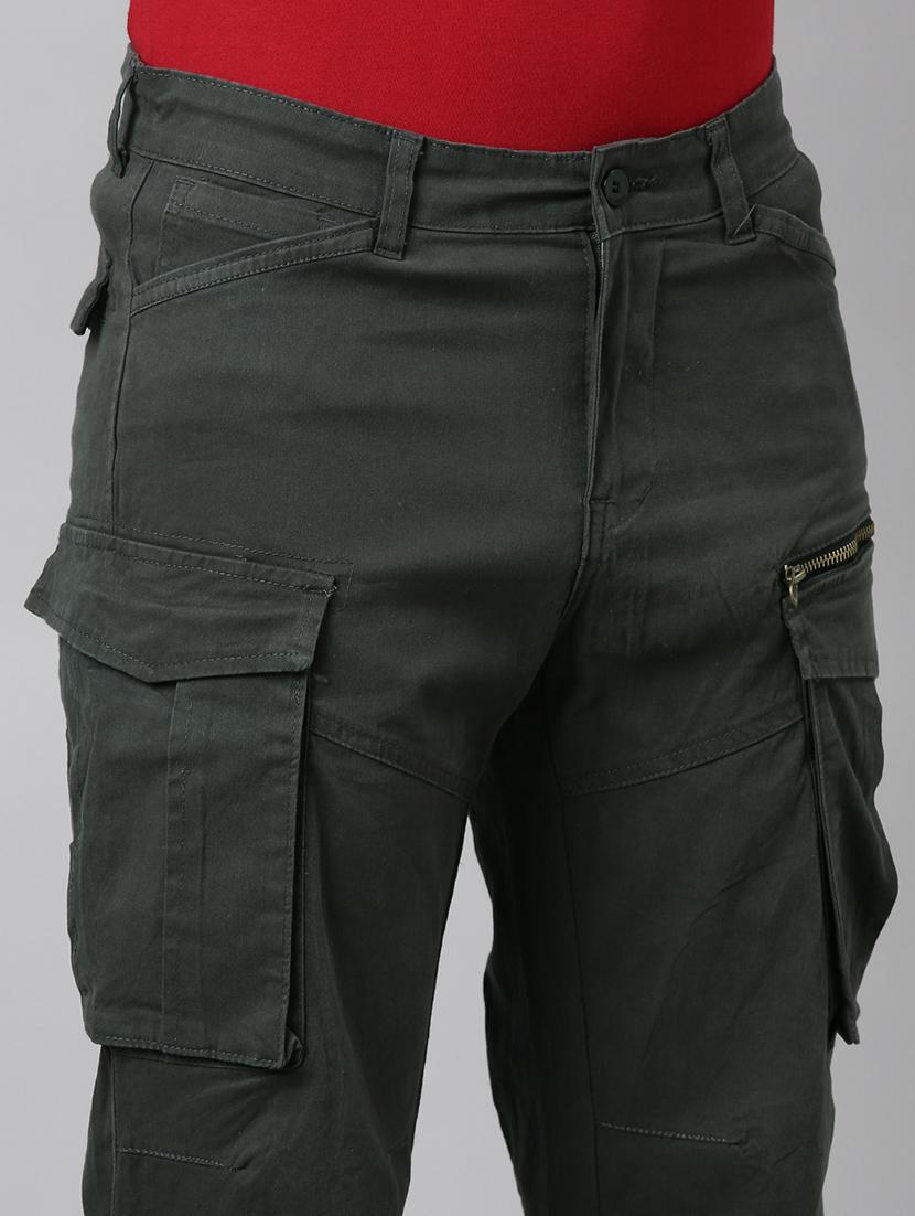 men solid mid rise straight fit cargo - 22014739 - Standard Image - 5