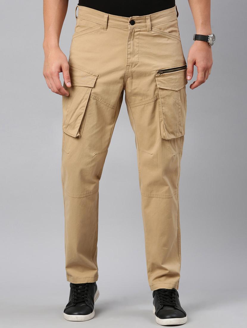 men solid mid rise cargo