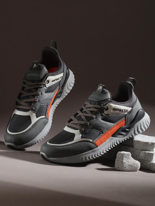 men grey solid lace up sneaker - 22015920 -  Standard Image - 0