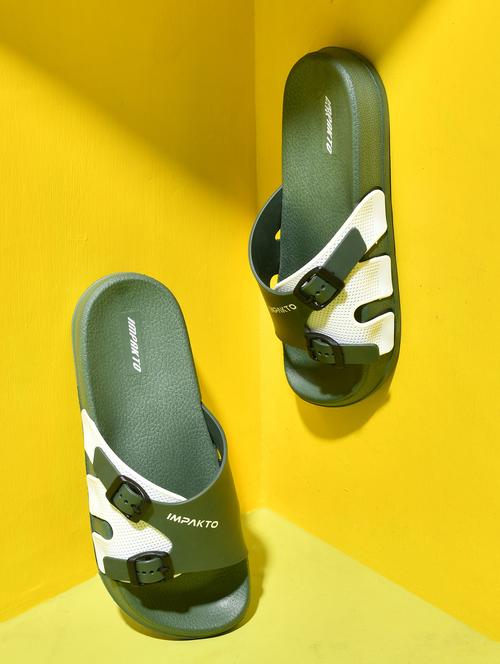 men olive slip on slider - 22016033 -  Standard Image - 0