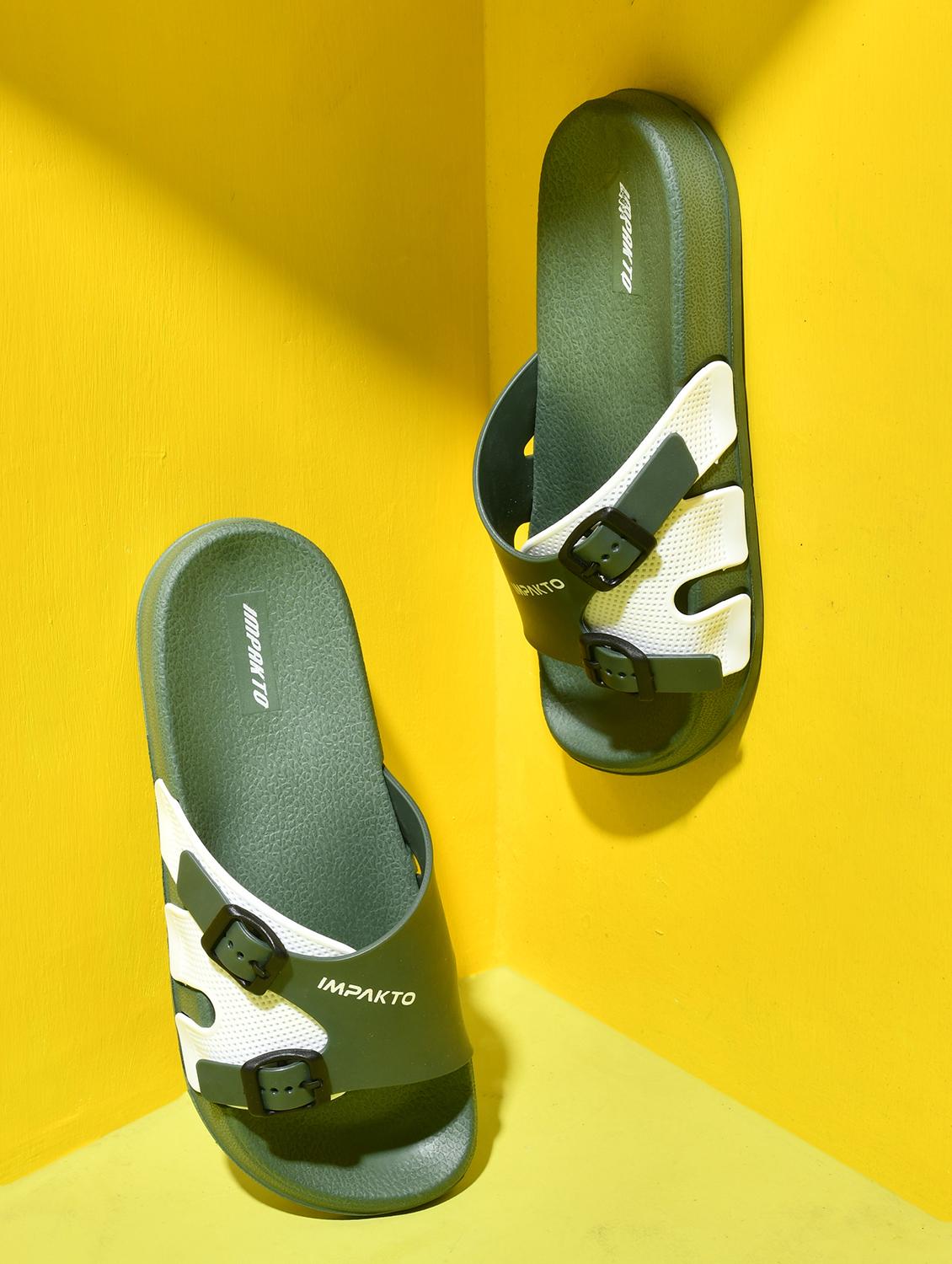 men olive slip on slider