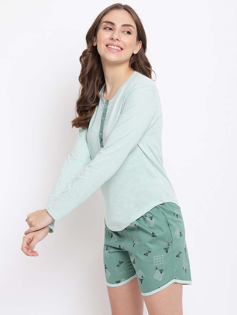 women printed nightwear shorts set - 22016379 -  Standard Image - 3