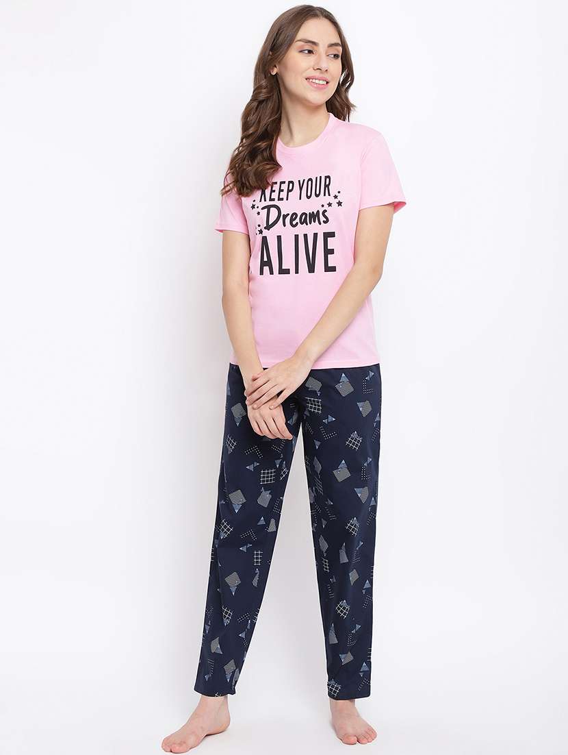 women printed nightwear pyjama set