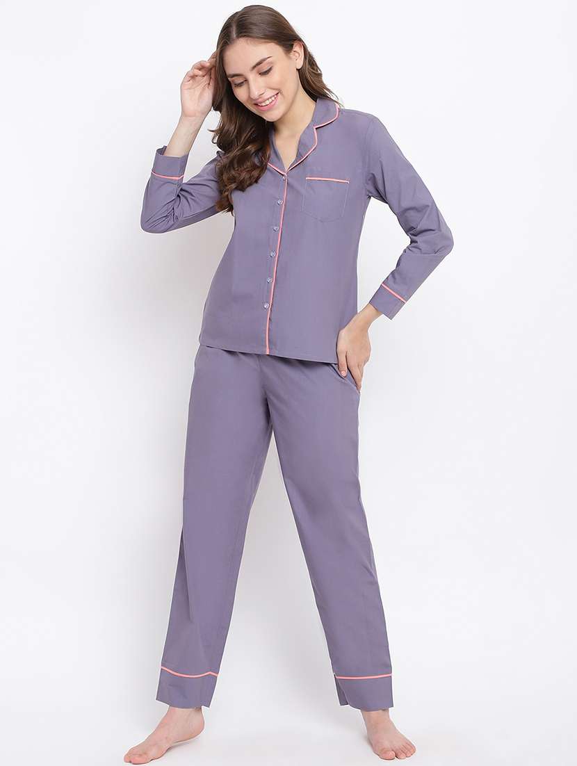 women printed nightwear pyjama set