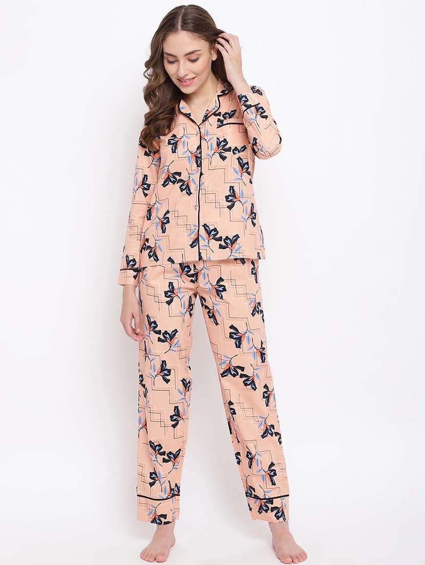 women printed nightwear pyjama set - 22016390 -  Standard Image - 3