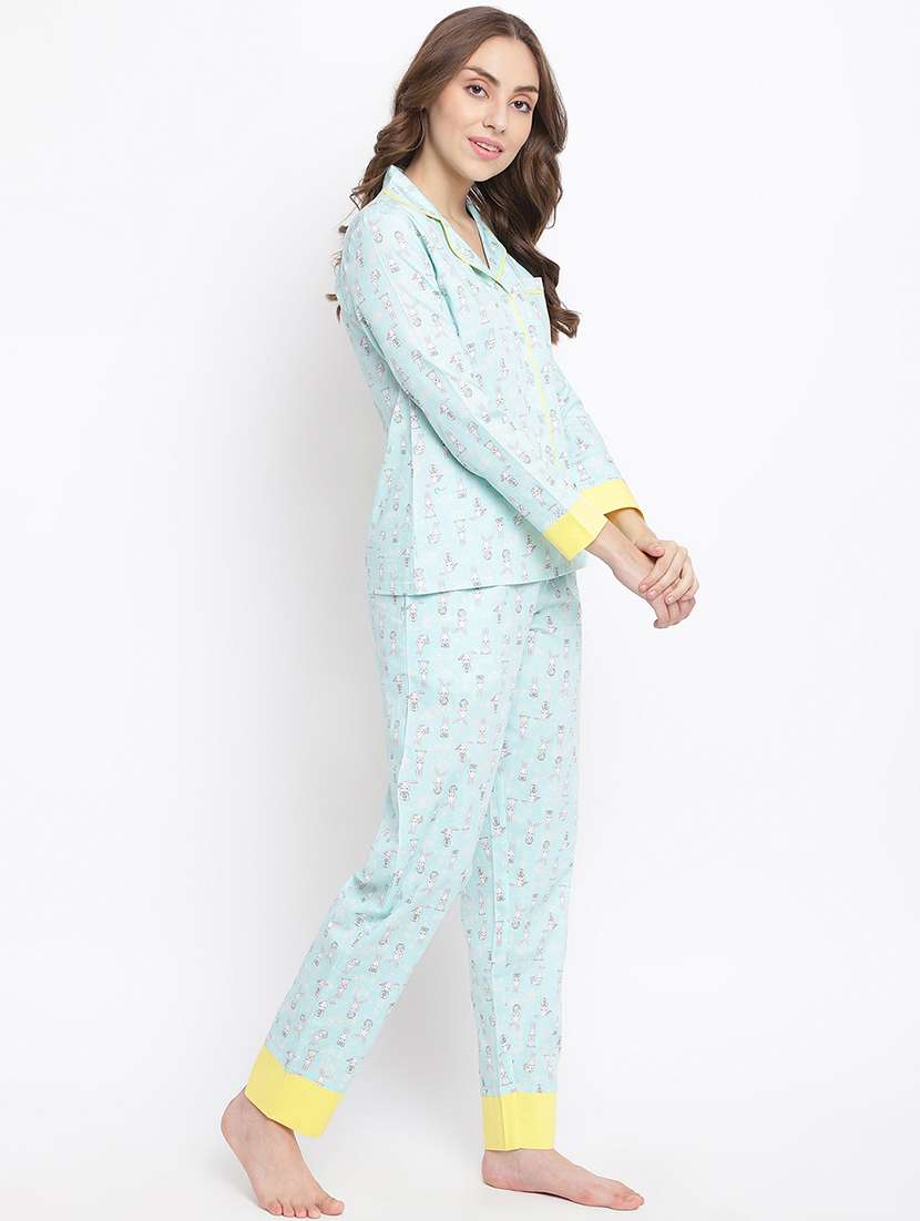 women printed nightwear pyjama set - 22016391 -  Standard Image - 3