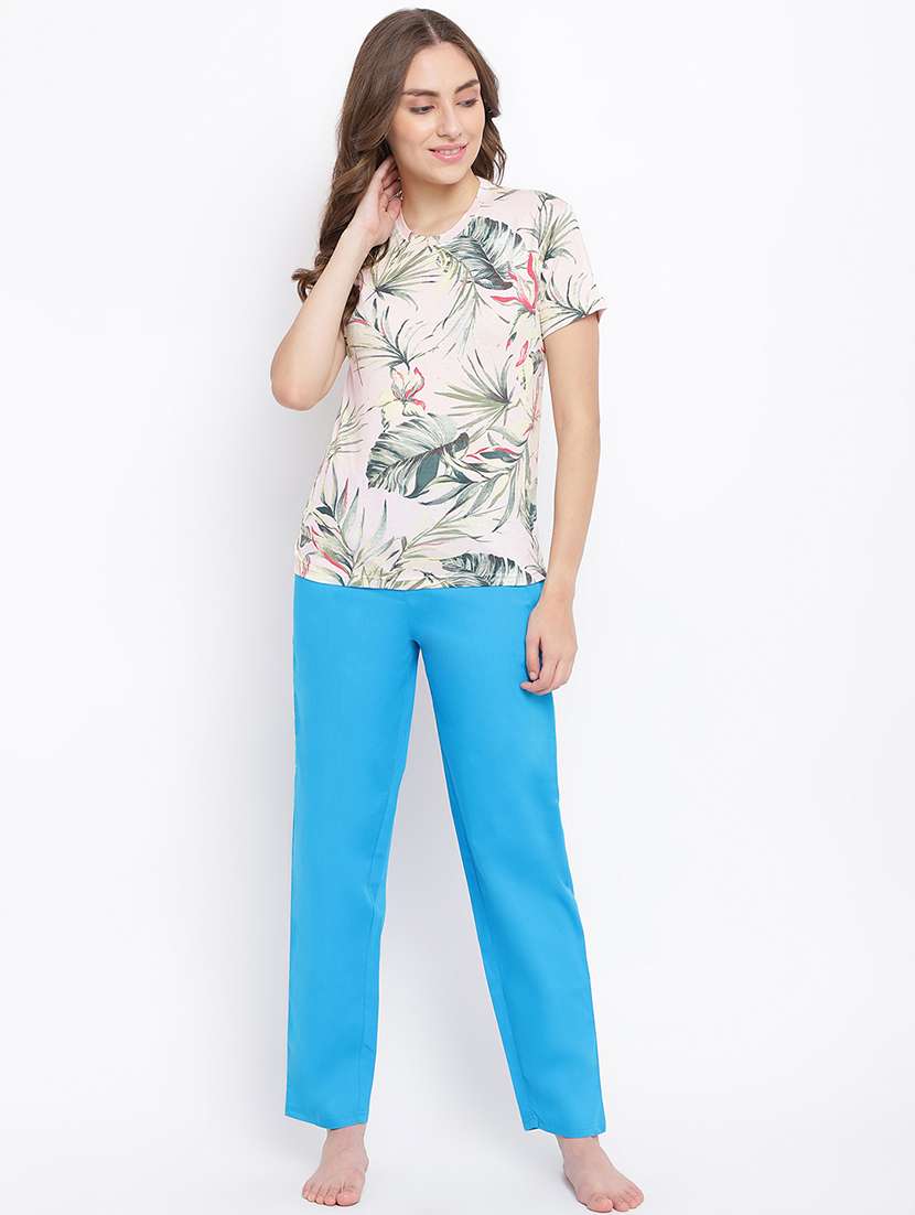 women printed nightwear pyjama set