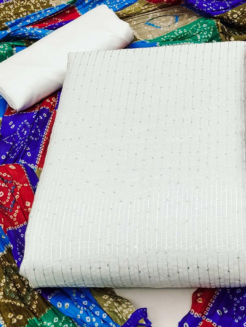 women solid with work embroidered unstitched suit set - 22016406 - Standard Image - 3