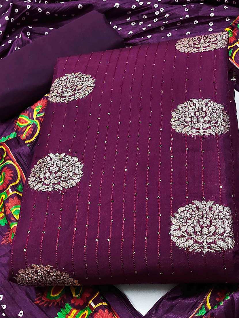 women self design zari work unstitched suit set - 22016409 -  Standard Image - 3