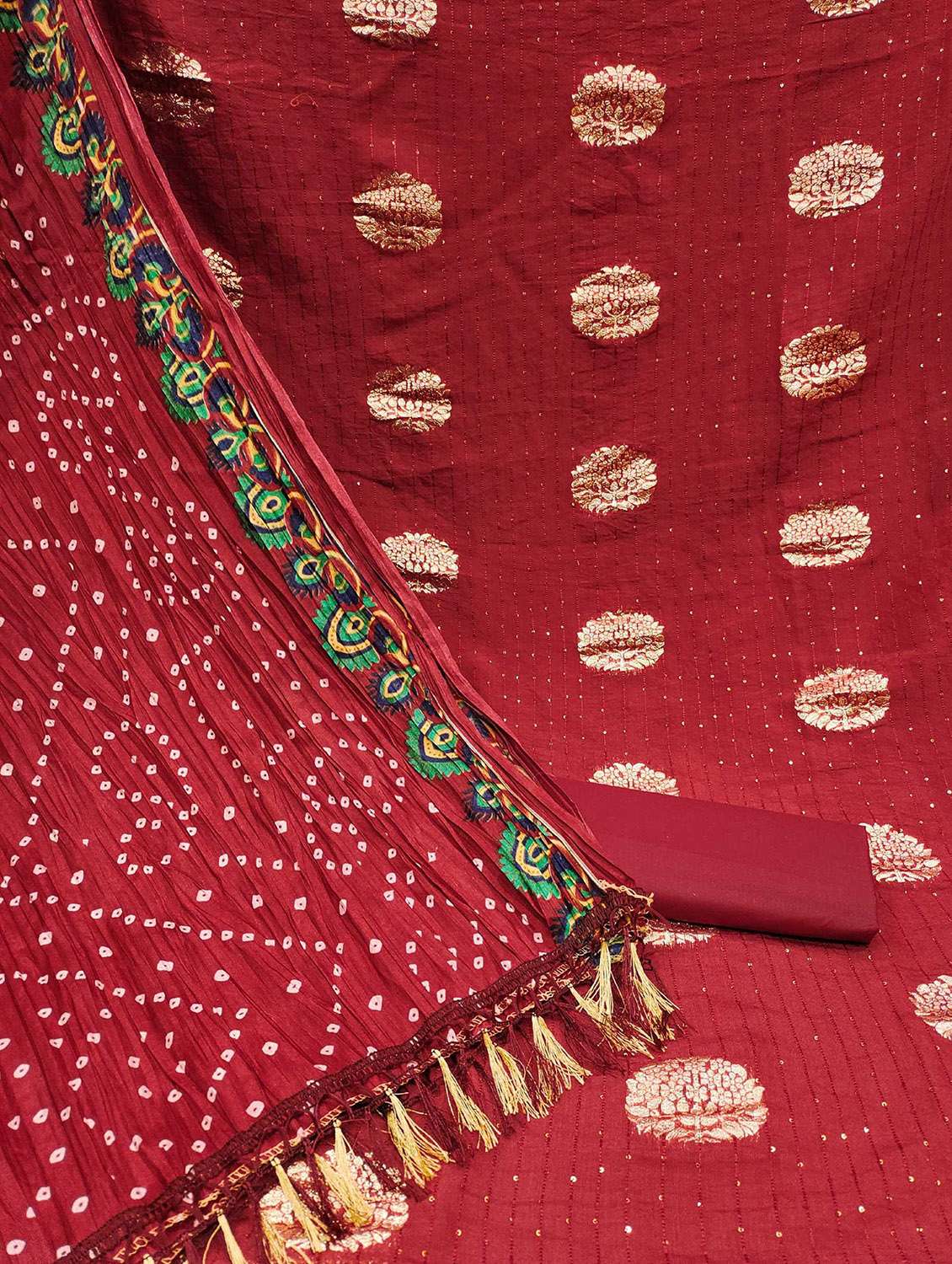 women self design zari work unstitched suit set - 22016412 -  Standard Image - 3