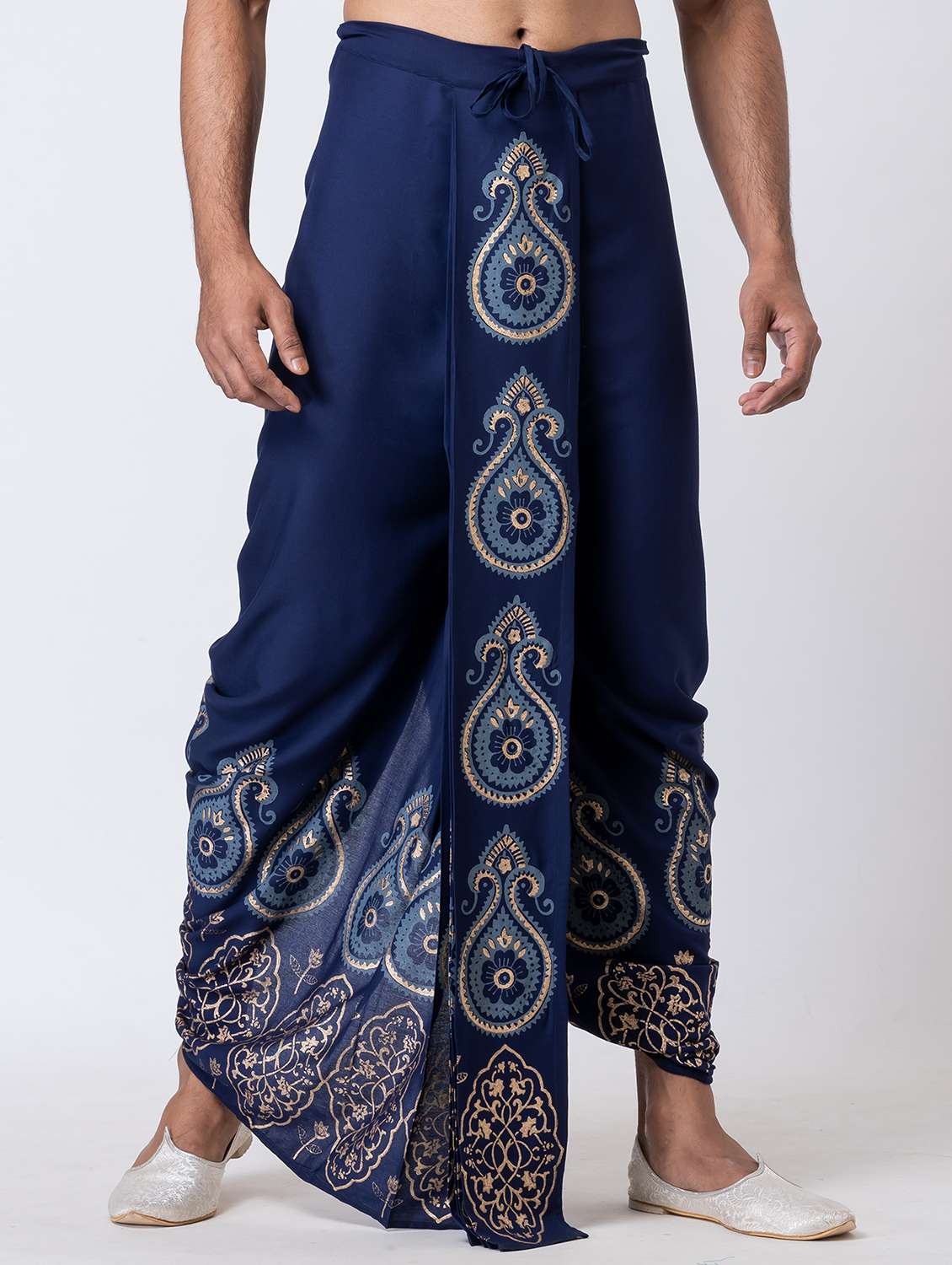 men printed mid rise draped dhoti