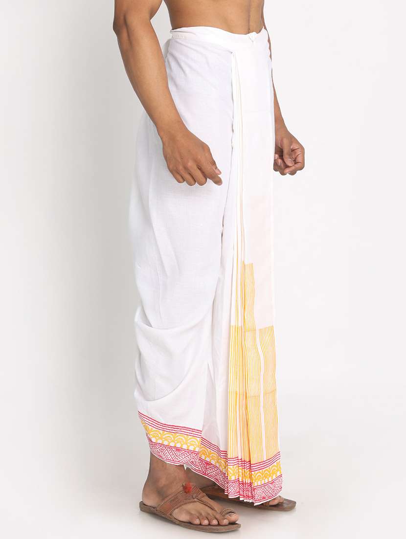 men printed mid rise draped dhoti