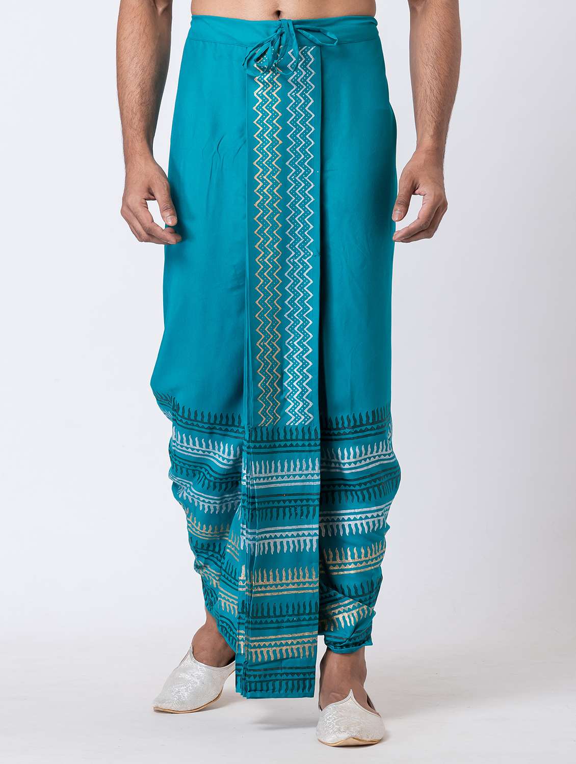 men printed mid rise draped dhoti