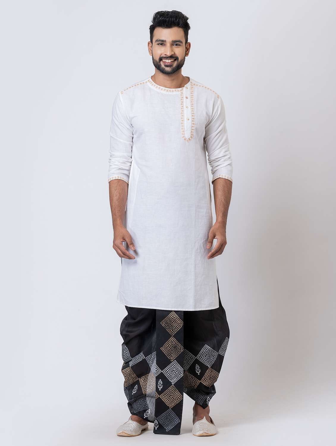 men printed mid rise draped dhoti - 22016469 -  Standard Image - 3