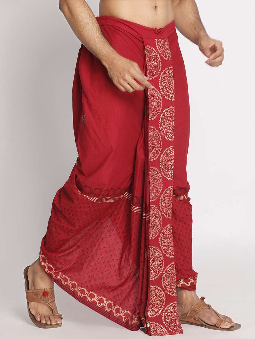 men printed mid rise draped dhoti - 22016470 - Zoom Image - 0