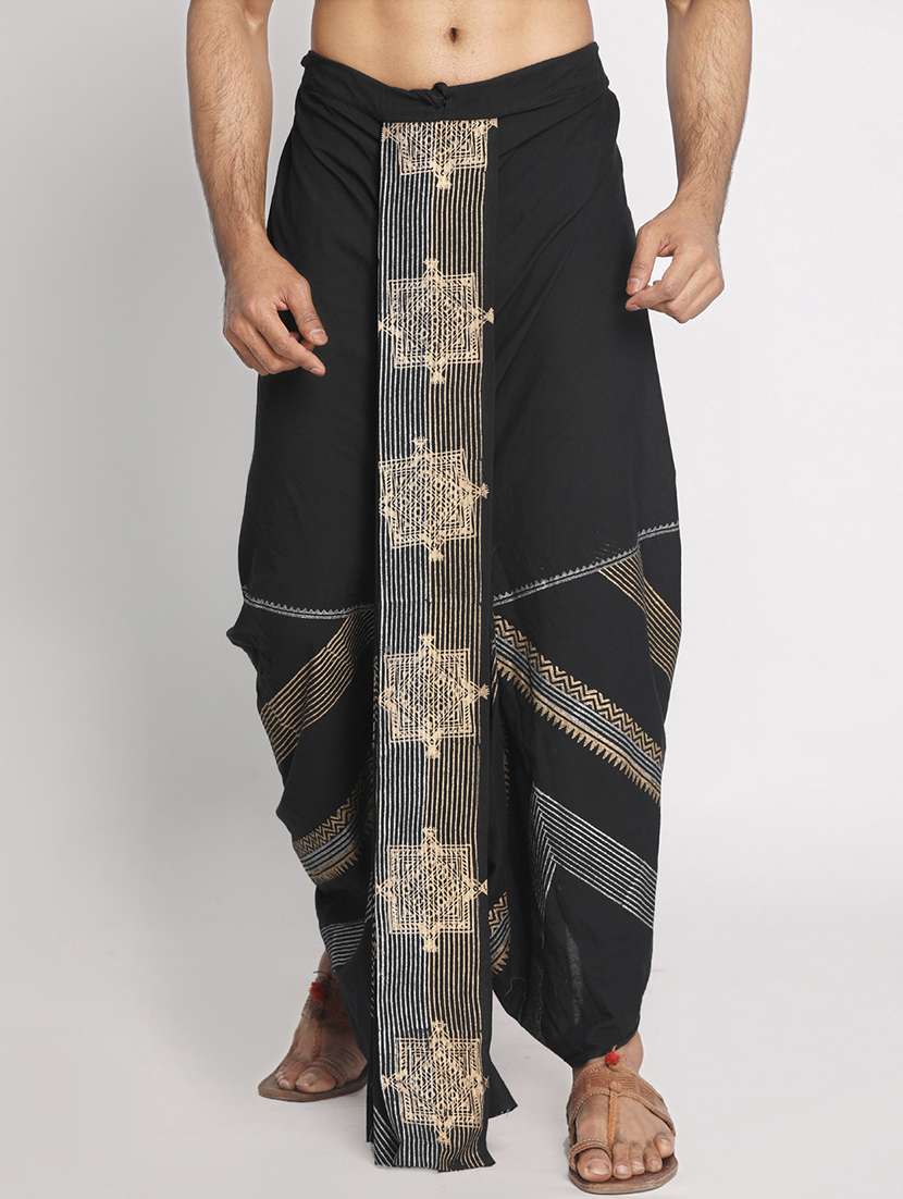 men printed mid rise draped dhoti
