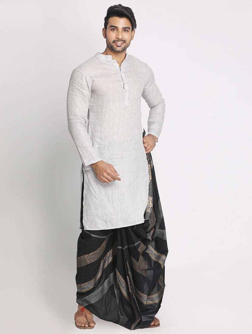 men printed mid rise draped dhoti - 22016475 -  Standard Image - 3