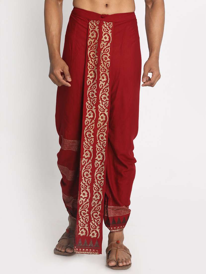 men printed mid rise draped dhoti