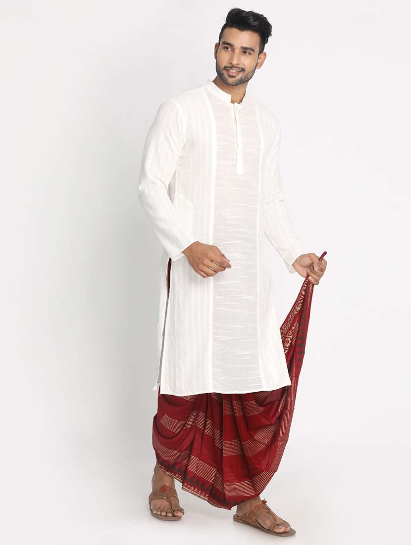 men printed mid rise draped dhoti - 22016476 - Standard Image - 3