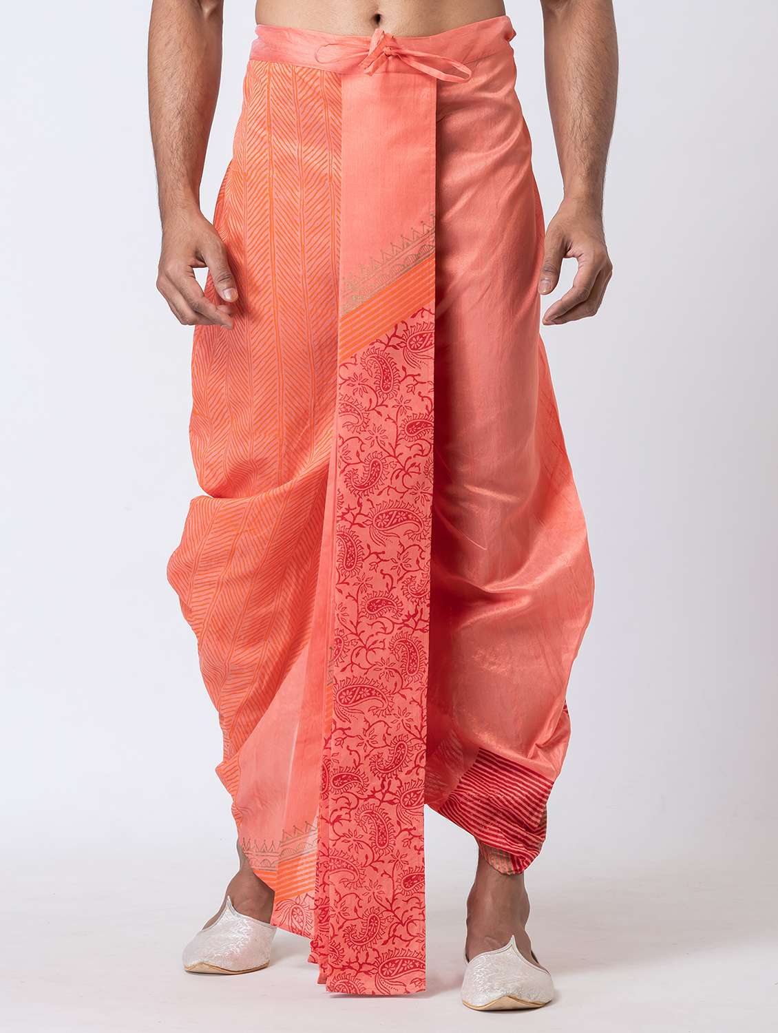 men printed mid rise draped dhoti
