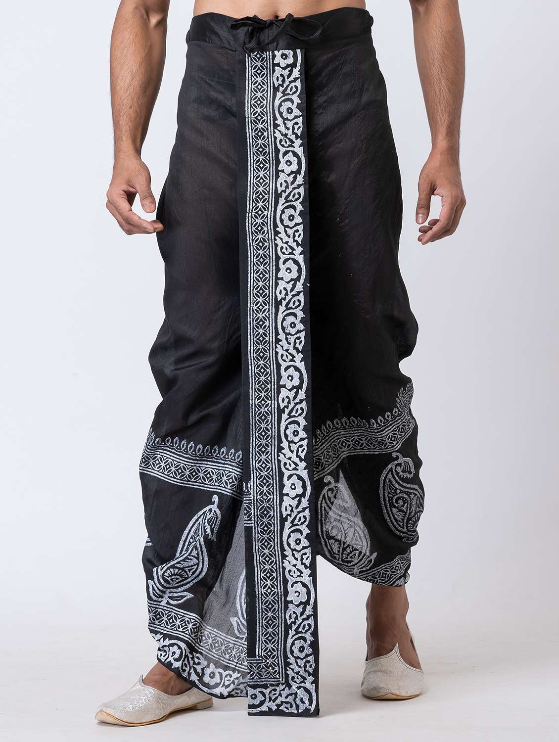 men printed mid rise draped dhoti
