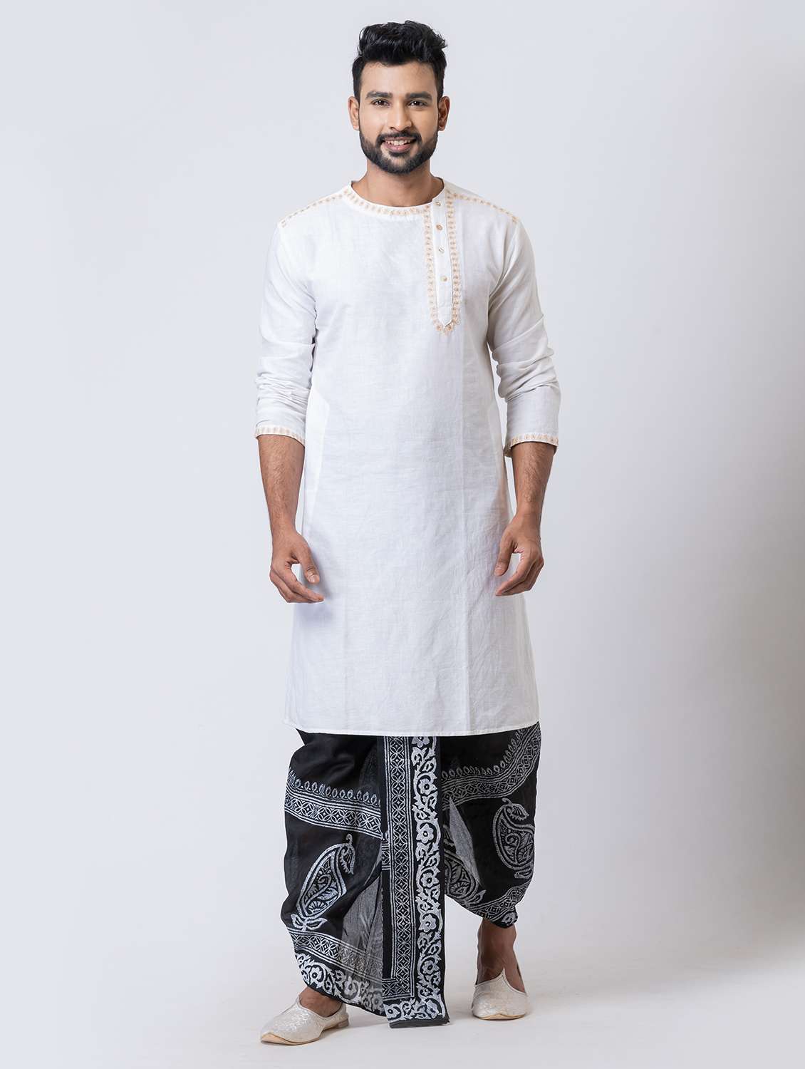 men printed mid rise draped dhoti - 22016481 -  Standard Image - 3