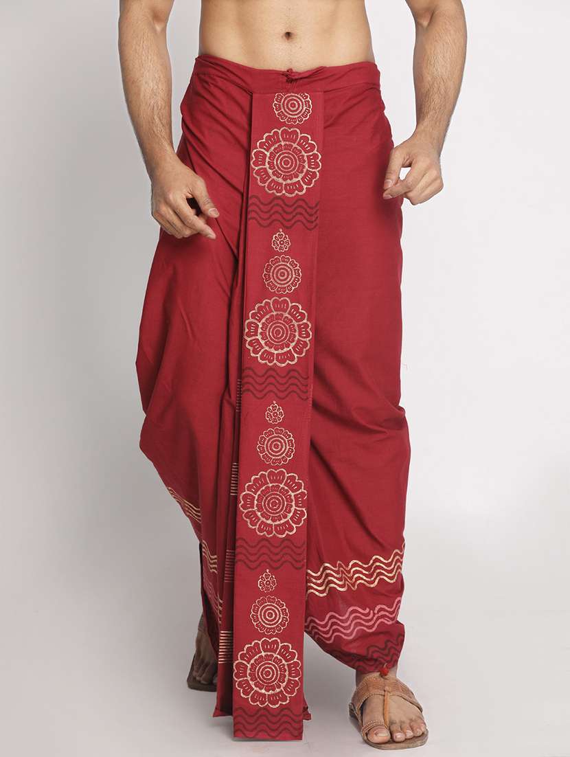 men printed mid rise draped dhoti