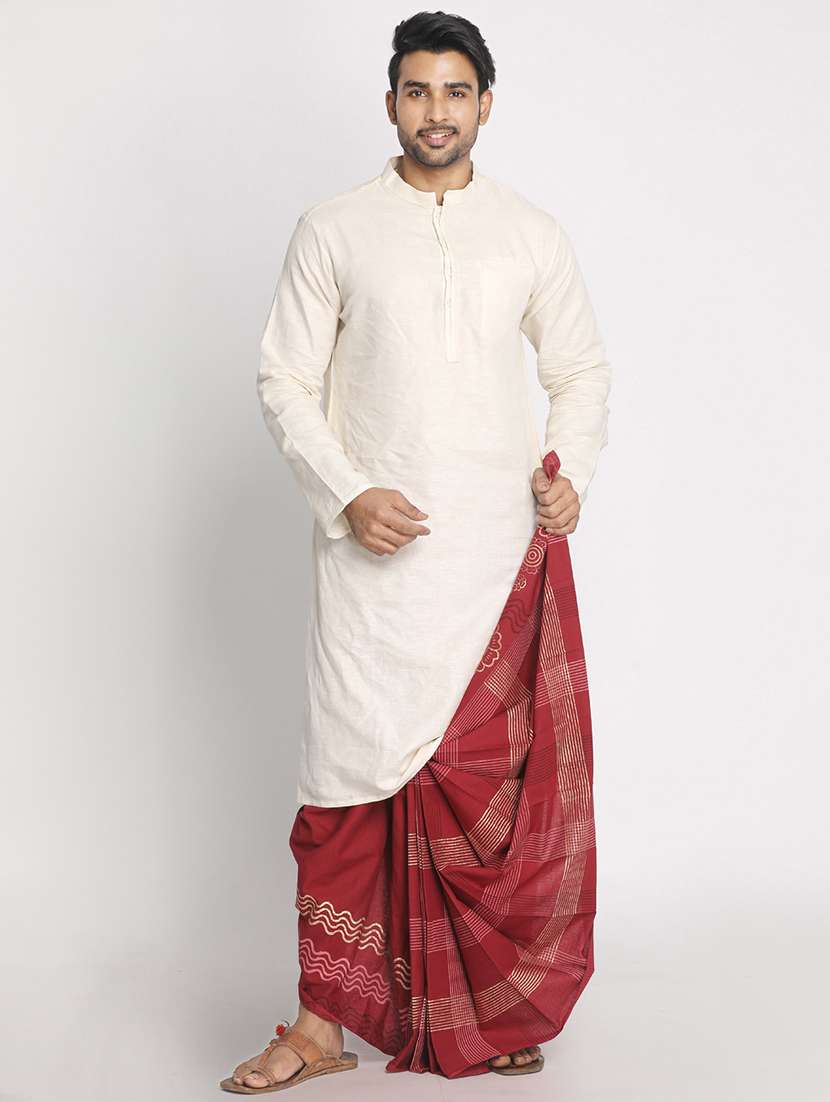 men printed mid rise draped dhoti - 22016483 - Standard Image - 3