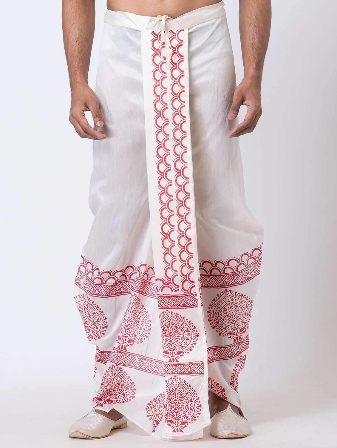 men printed mid rise draped dhoti