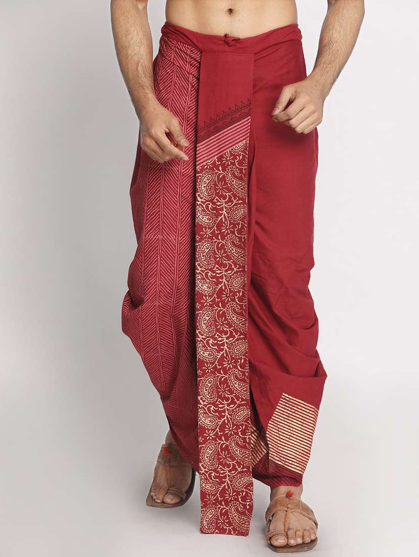men printed mid rise draped dhoti