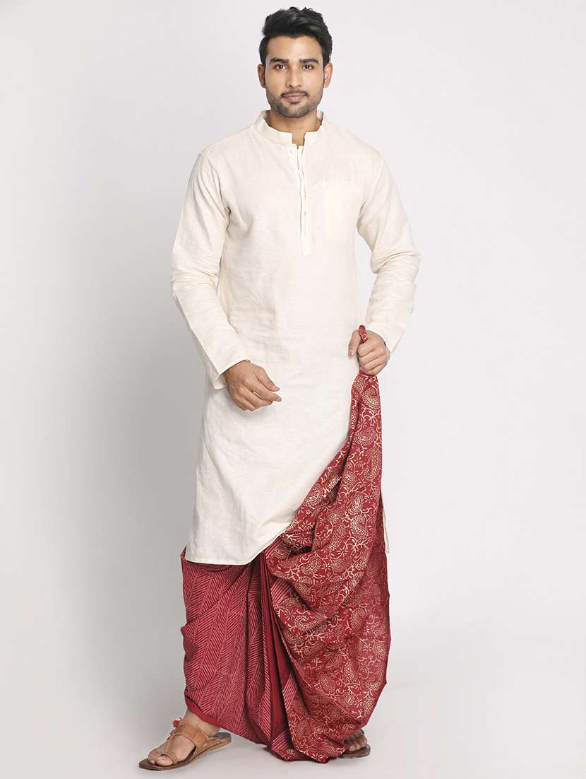 men printed mid rise draped dhoti - 22016487 -  Standard Image - 3