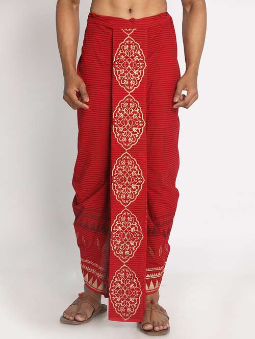 men printed mid rise draped dhoti - 22016488 -  Standard Image - 0