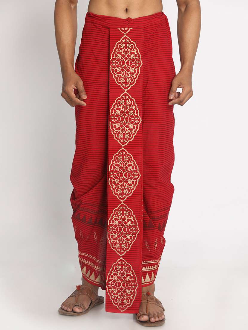 men printed mid rise draped dhoti