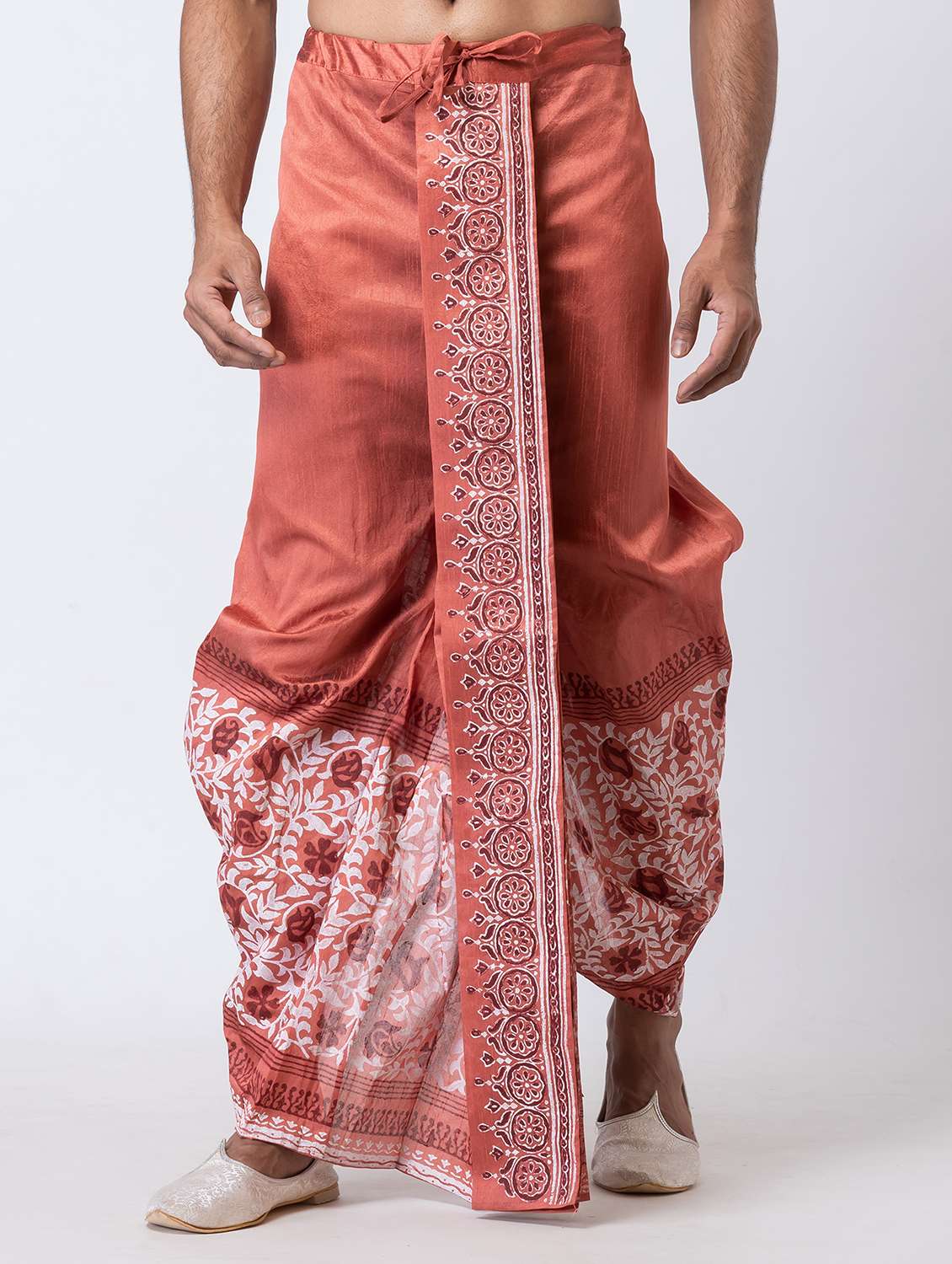 men printed mid rise draped dhoti