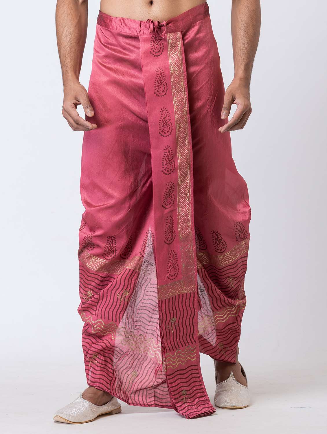 men printed mid rise draped dhoti