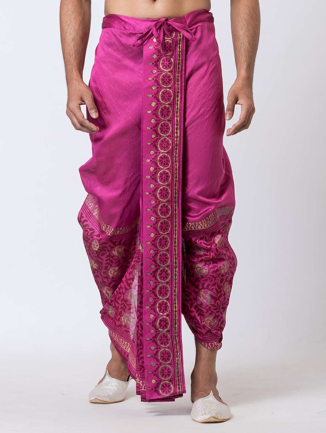 men printed mid rise draped dhoti