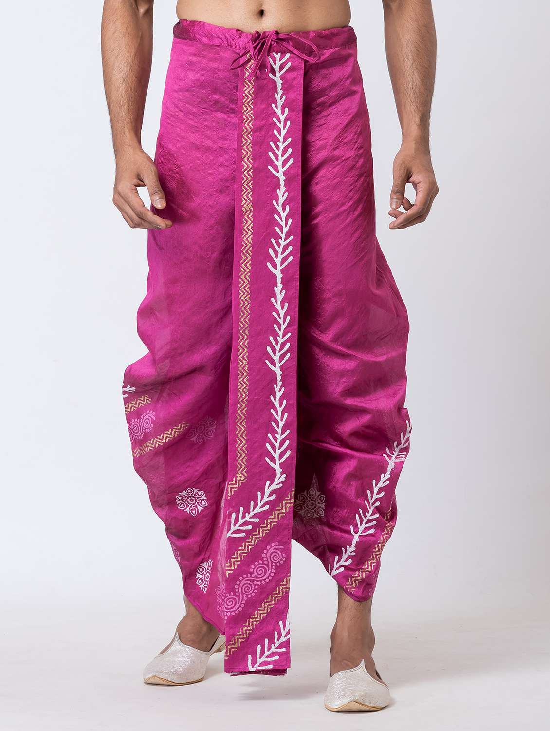 men printed mid rise draped dhoti