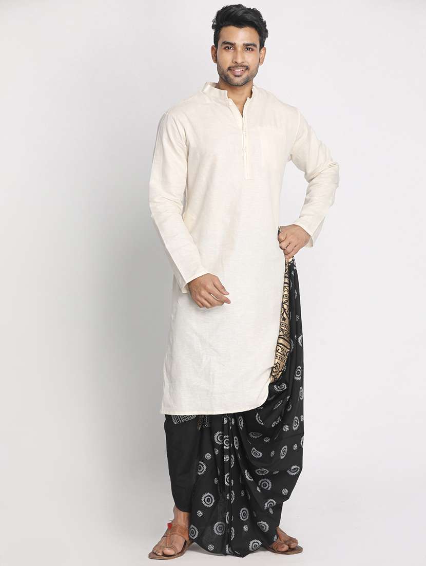men printed mid rise draped dhoti - 22016499 -  Standard Image - 3