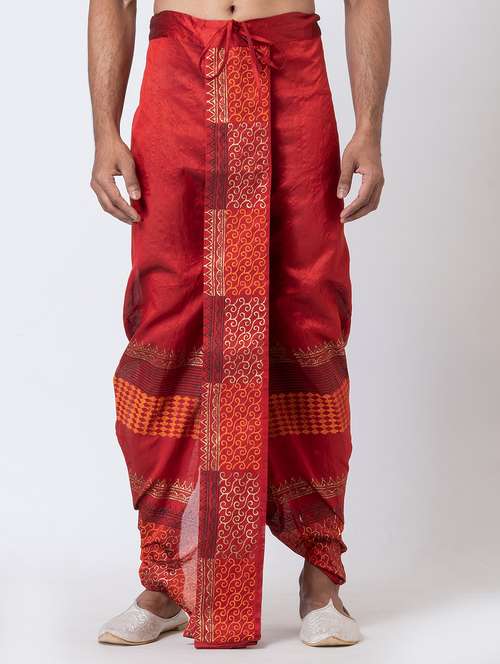 men printed mid rise draped dhoti - 22016500 -  Standard Image - 0