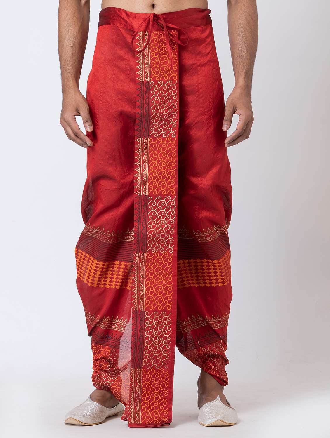 men printed mid rise draped dhoti
