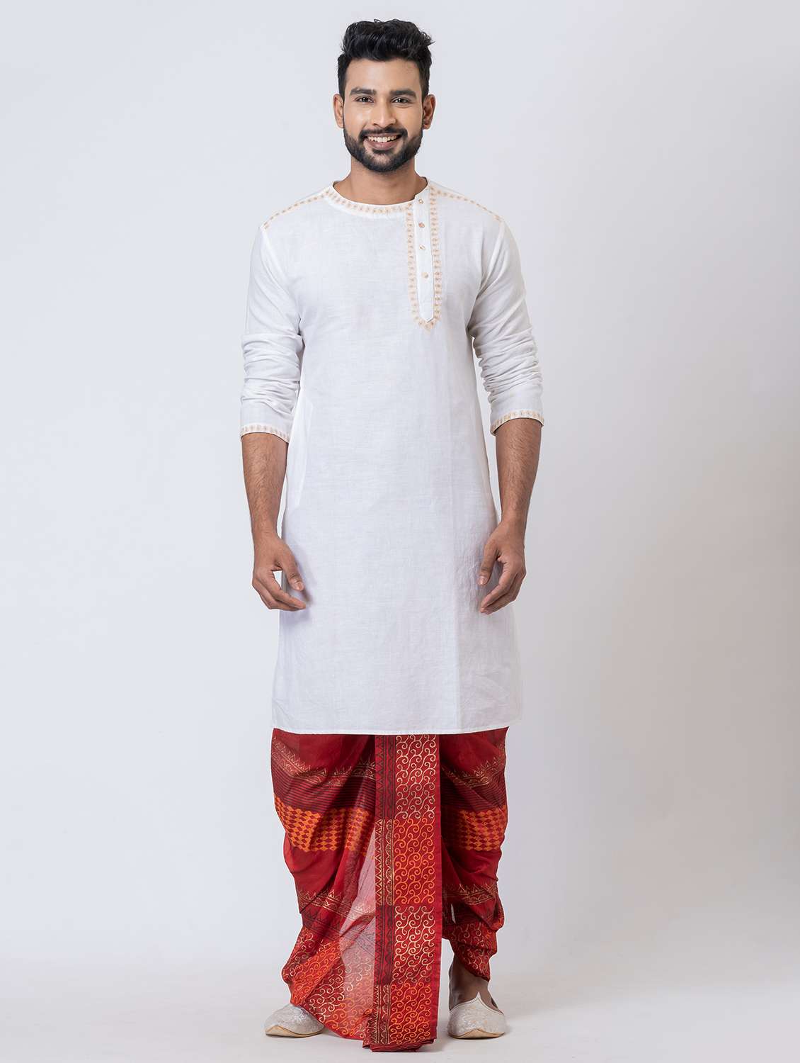 men printed mid rise draped dhoti - 22016500 -  Standard Image - 3