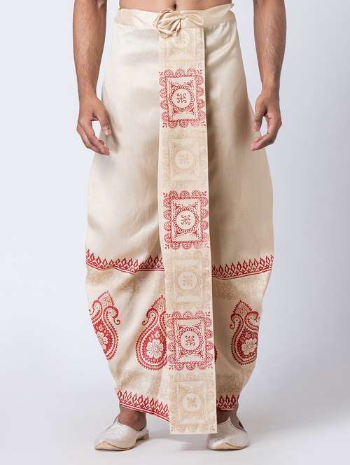 men printed mid rise draped dhoti - 22016502 -  Standard Image - 0