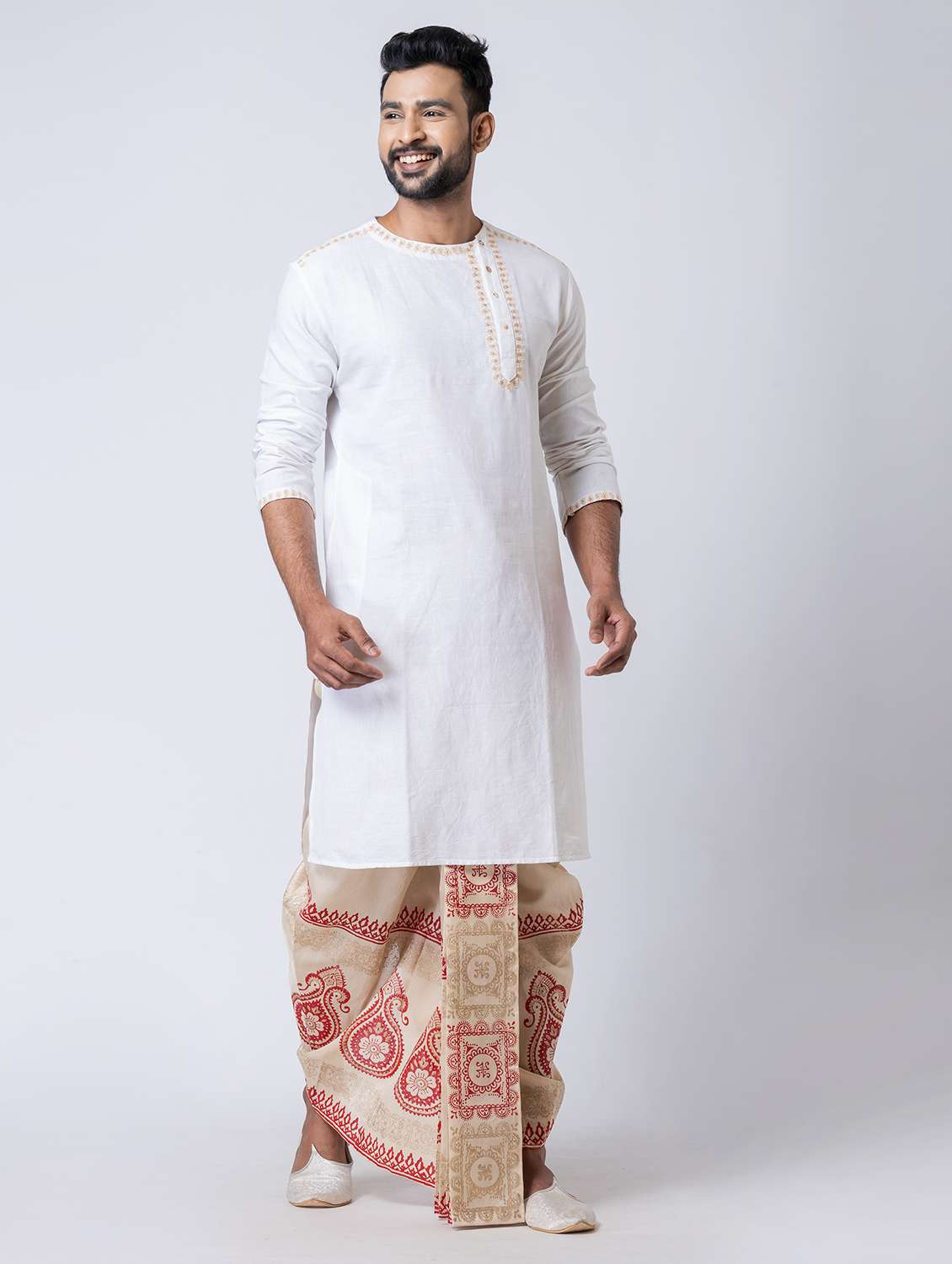 men printed mid rise draped dhoti - 22016502 -  Standard Image - 3