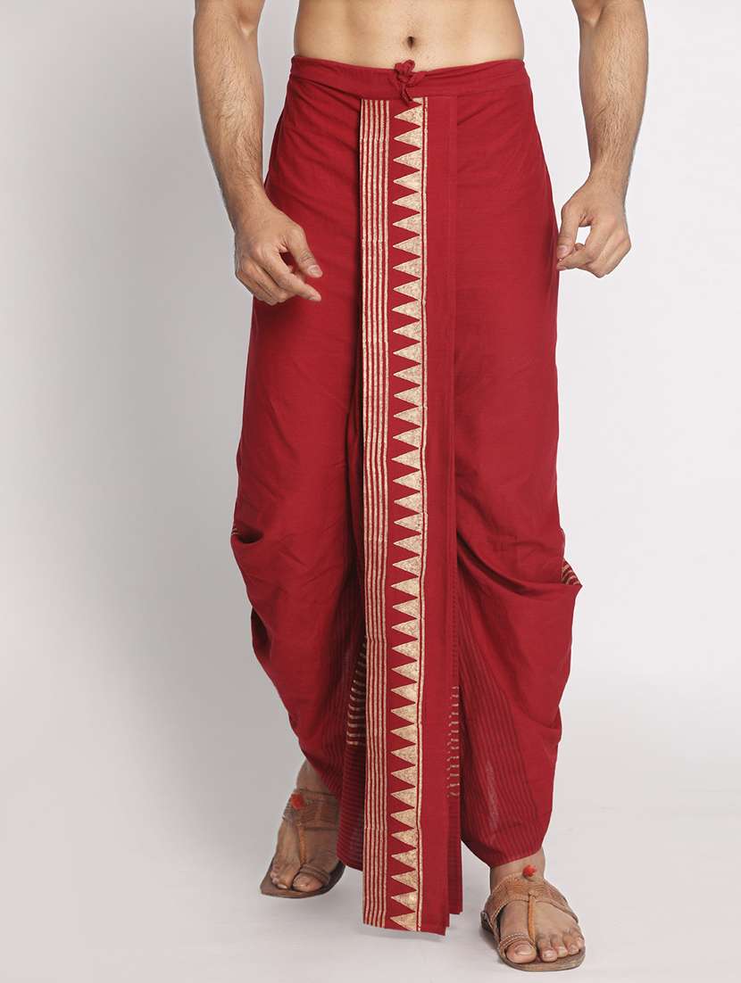 men printed mid rise draped dhoti
