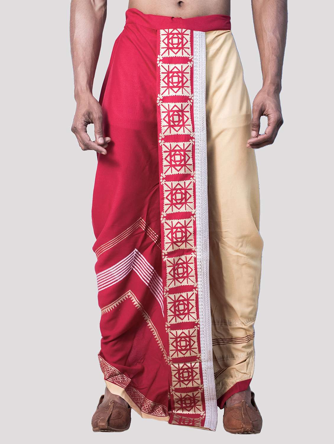 men printed mid rise draped dhoti